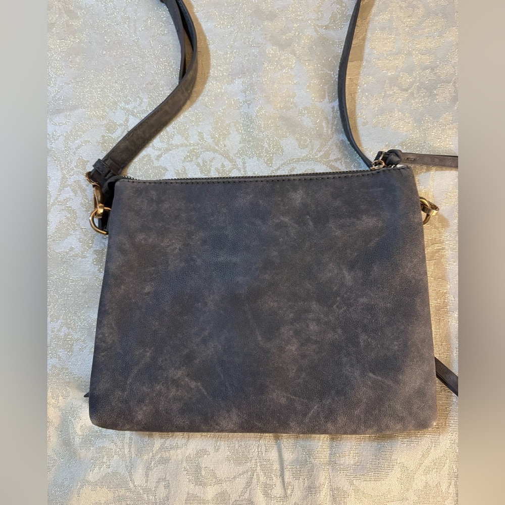 Altar’d State Elegant Distressed Gray Floral Embroidered Crossbody Bag - Picture 6 of 11